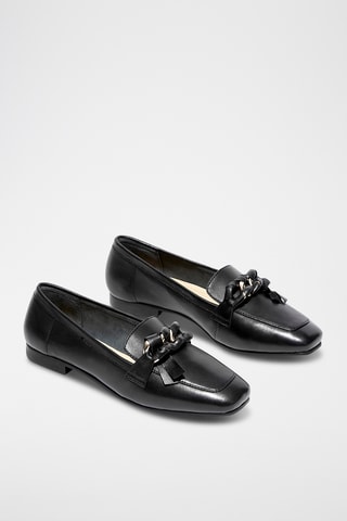 Mocassins en cuir verni Nelya - Noir