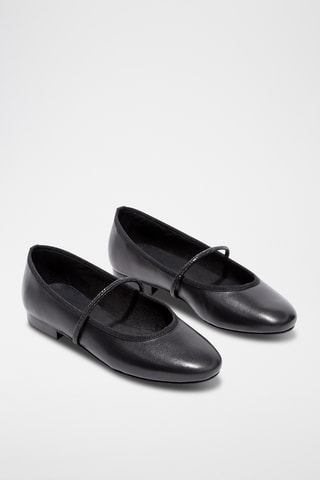 Babies en cuir de chèvre Eliska - Noir