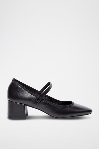 Babies à talons en cuir de chèvre Agatha 8 - Noir