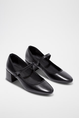 Babies à talons en cuir de chèvre Agatha 8 - Noir