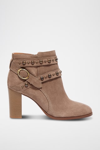 Splitnubuck Enkellaarzen Kaia - Taupe