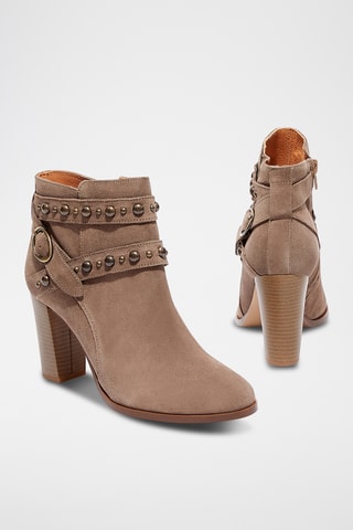 Splitnubuck Enkellaarzen Kaia - Taupe