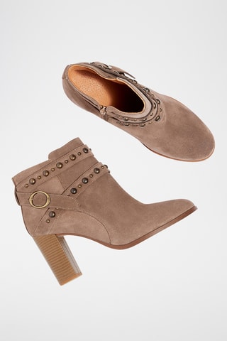 Splitnubuck Enkellaarzen Kaia - Taupe