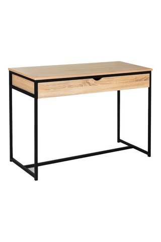 Escritorio de 1 cajón Manufacture - Imitación madera y negro