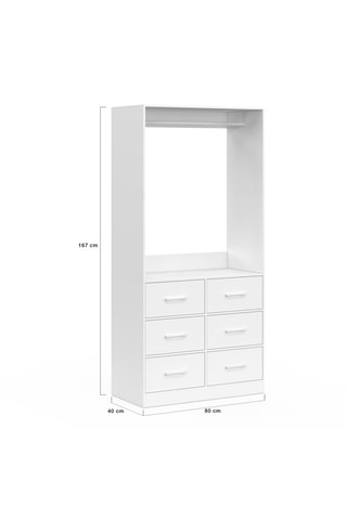 Vestidor de 6 cajones Uma - 167 x 80 x 40 cm