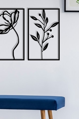 Décoration murale Flowers - 70 x 39 cm - Noir