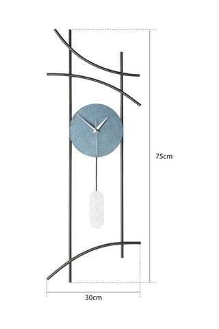 Horloge murale -  75 x 30 cm - Bleu et gris