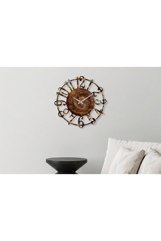 Horloge murale - 48 cm - Marron et doré
