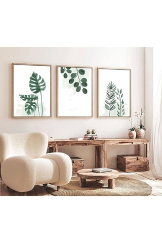 3 Wanddecoraties Huhu193 - Groen en Wit - 70 x 50 cm