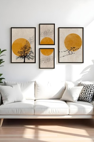 4 tableaux en bois massif Huhu455-S - 30 x 40 cm et 50 x 70 cm