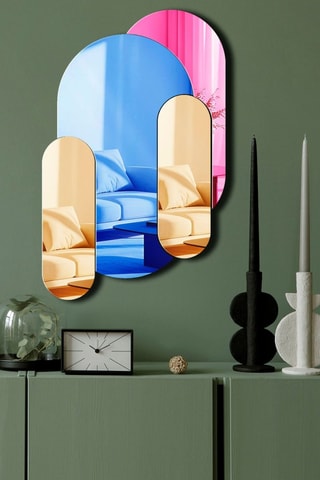 Miroir - 34 x 53 cm - Bleu et rose