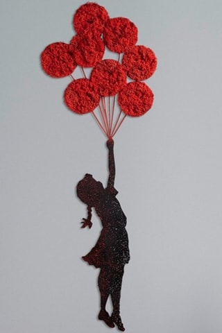 Decoração de parede "La Petite Fille au Ballon" de Banksy - 100 x 34 cm - Preto e vermelho