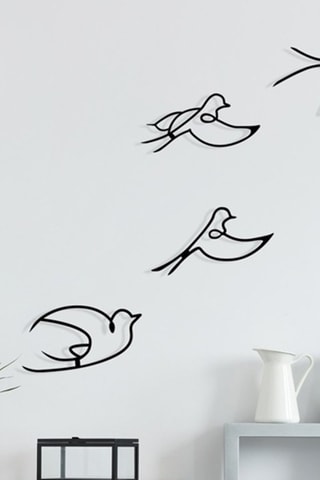Décoration murale 4 oiseaux - Noir - 30 x 16,5 cm - 29 x 16,5 cm - 29 x 14,5 cm -29 x 26 cm