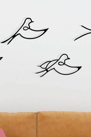 Décoration murale 4 oiseaux - Noir - 30 x 16,5 cm - 29 x 16,5 cm - 29 x 14,5 cm -29 x 26 cm