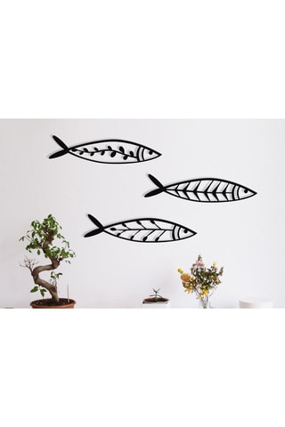 Décoration murale Hamsi - Noir - 32 x 8 x 0,12 cm