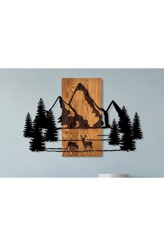 Décoration murale en bois Natural habitat - 87 x 57 cm - Naturel et noir