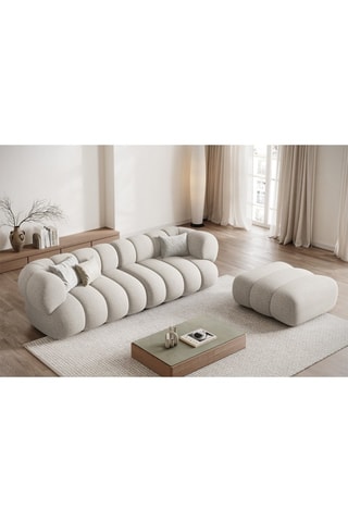 Pouf Koge - Beige clair - En tissu chenille