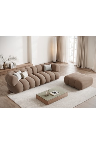 Canapé Koge - Beige foncé - 4 places - Toucher velours