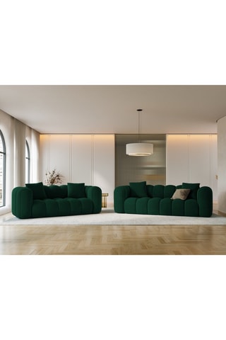 Canapé modulaire en bois Arden - Vert bouteille - 4 places - En tissu velours