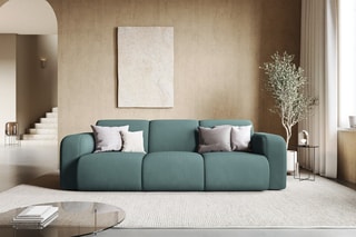 Canapé Lola - Vert de mer - 3 places - En tissu structuré