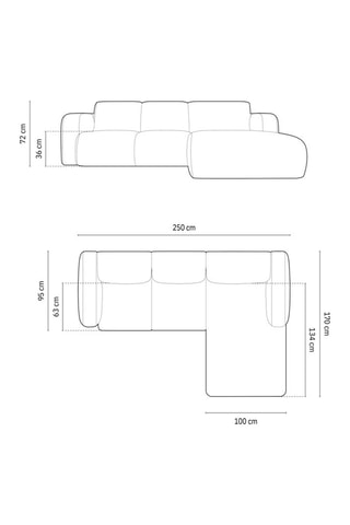 Canapé d'angle droit Lola - Beige - 4 places - Tissu chenille
