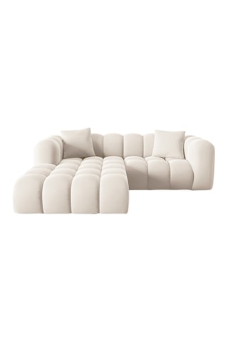 Canapé d’angle gauche modulaire Halley - Beige - 3 places - En tissu velours