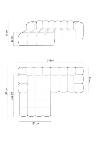 Canapé d’angle gauche modulaire Halley - Bleu roi - 3 places - En tissu velours
