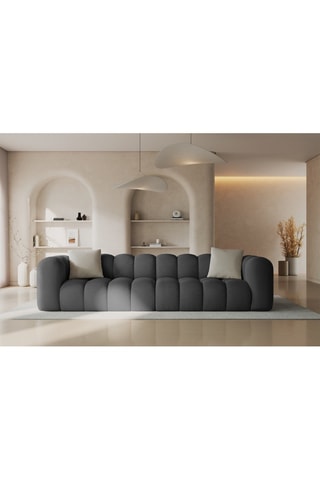 Canapé modulable Halley - Gris - 4 places - En tissu velours