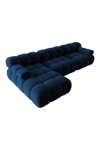 Canapé d'angle gauche modulable Tropea - Bleu roi - 4 places - Toucher velours