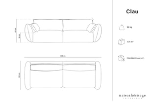 Canapé Clau - Vert bouteille - 3 places - Tissu velours