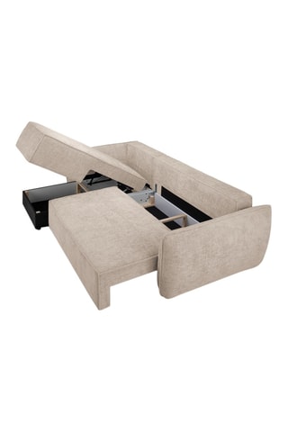 Canapé d’angle gauche convertible Eris - Beige - 4 places - En tissu chenille