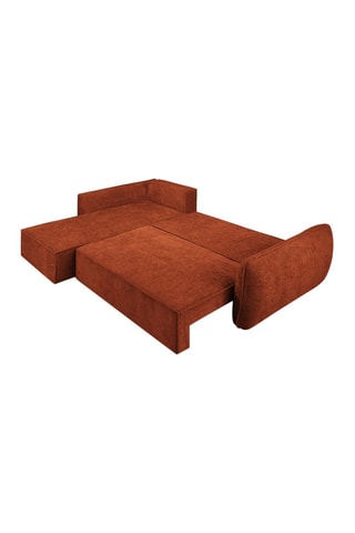 Canapé d’angle gauche convertible Eris - Rouge brique - 4 places - En tissu chenille