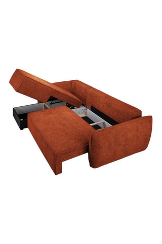 Canapé d’angle gauche convertible Eris - Rouge brique - 4 places - En tissu chenille