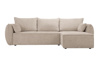 Canapé d’angle droit convertible Eris - Beige - 4 places - En tissu chenille