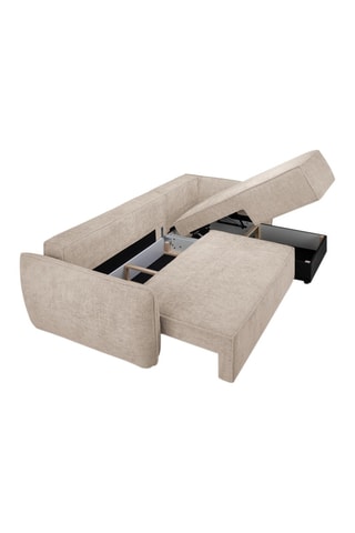 Canapé d’angle droit convertible Eris - Beige - 4 places - En tissu chenille