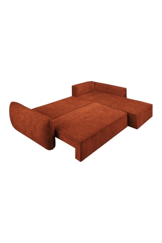 Canapé d’angle droit convertible Eris - Rouge brique - 4 places - En tissu chenille