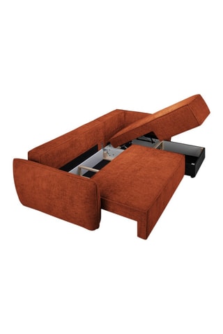 Canapé d’angle droit convertible Eris - Rouge brique - 4 places - En tissu chenille