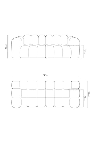 Canapé modulable Halley - Vert foncé - 3 places - En tissu velours