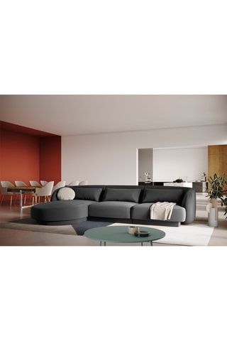 Canapé d'angle gauche Tulum - Gris - 4 places - En velours