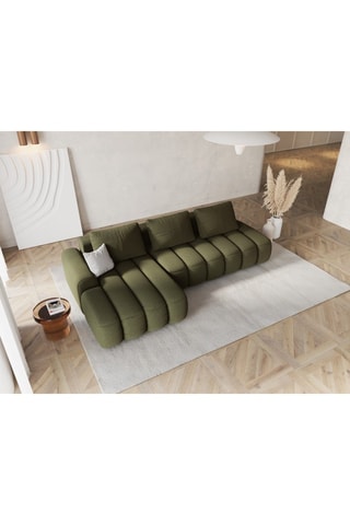 Canapé d'angle gauche convertible Kimi - Vert foncé - 4 places - En polyester