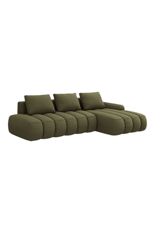 Canapé d'angle droit convertible Kimi - Vert - 4 places - En polyester