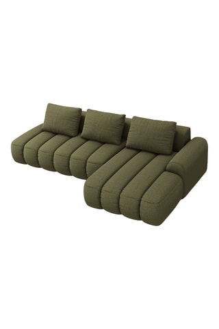Canapé d'angle droit convertible Kimi - Vert - 4 places - En polyester