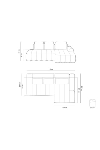 Canapé d'angle droit convertible Kimi - Vert - 4 places - En polyester