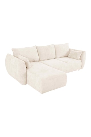 Canapé d'angle gauche convertible Matera - Beige clair - 4 places - Tissu chenille