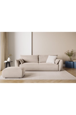 Canapé convertible Matera - Beige - 3 places - En tissu velours