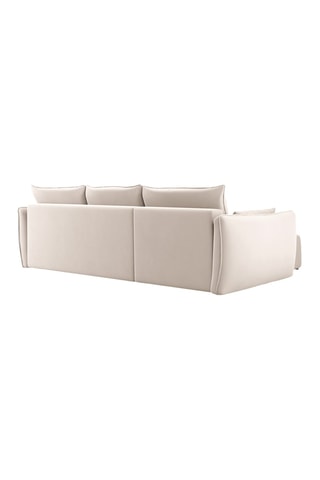 Canapé d’angle droit convertible Matera - Beige - 4 places - En tissu velours