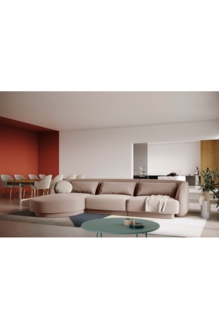 Canapé d'angle gauche Tulum - Beige - 4 places - Tissu velours