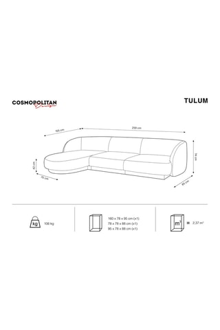 Canapé d'angle gauche Tulum - Beige - 4 places - Tissu velours