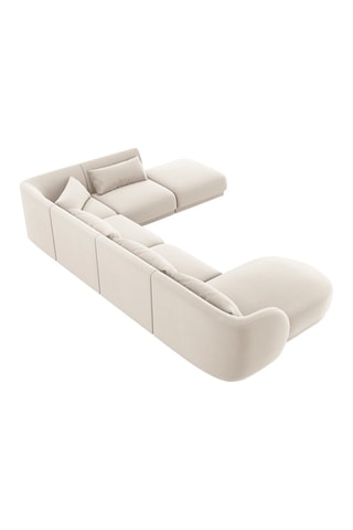 Canapé d'angle droit panoramique Tulum - 
Beige clair - 6 places - En velours