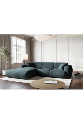 Canapé d’angle gauche Nolio - Bleu pétrole - 4 places - En tissu chenille